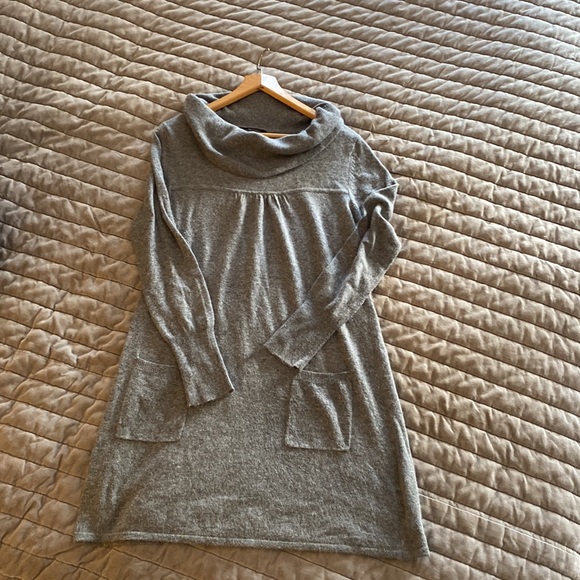 BCBGMaxAzria Cowl Neck Sweater Dress in Gray - Picture 2 of 5
